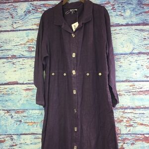 Nannette Keller Deep Purple Linen Long Dress Women's Size 1X